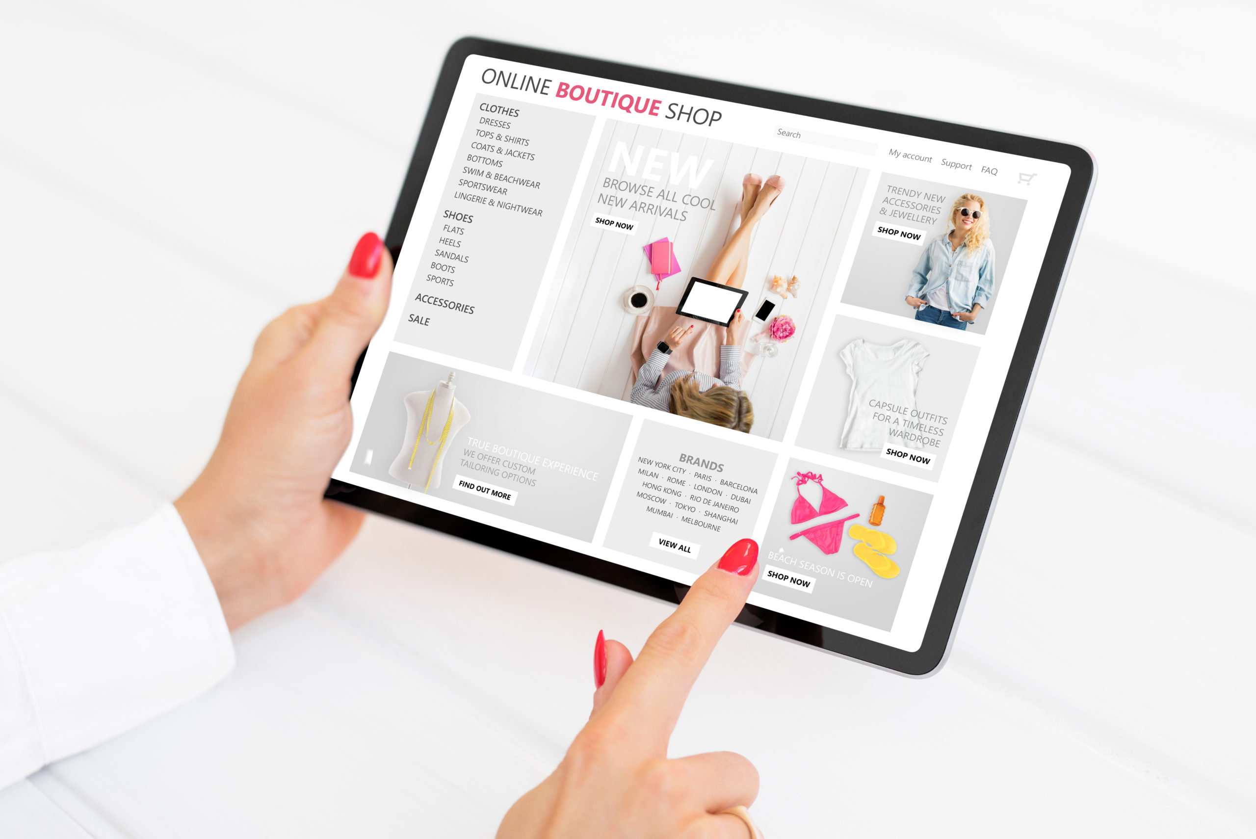 woman browsing and shopping online by using tablet computer