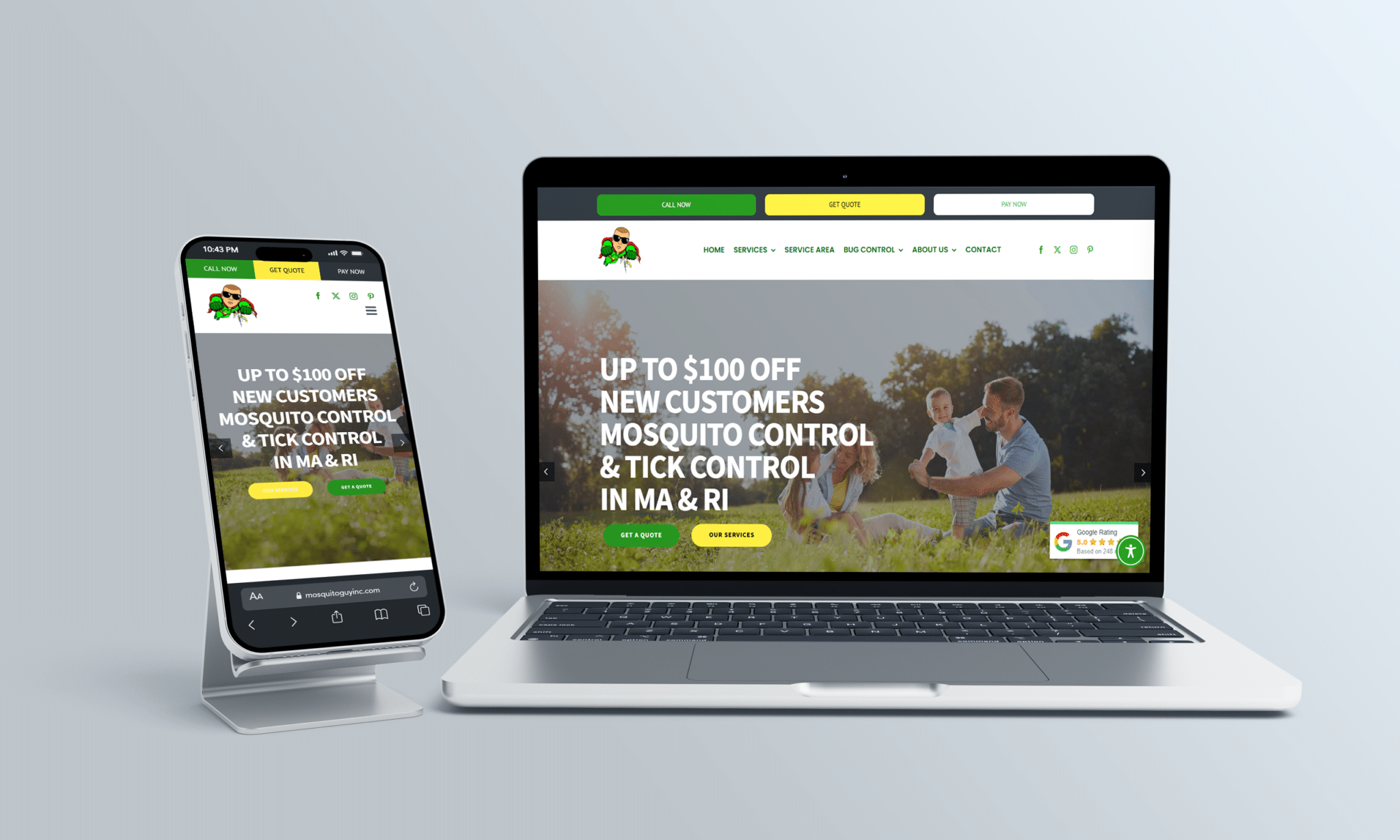 stratedia seo services for the mosquito guy in north attleborough massachusetts focusing on local seo website design and digital marketing for mosquito and tick control services