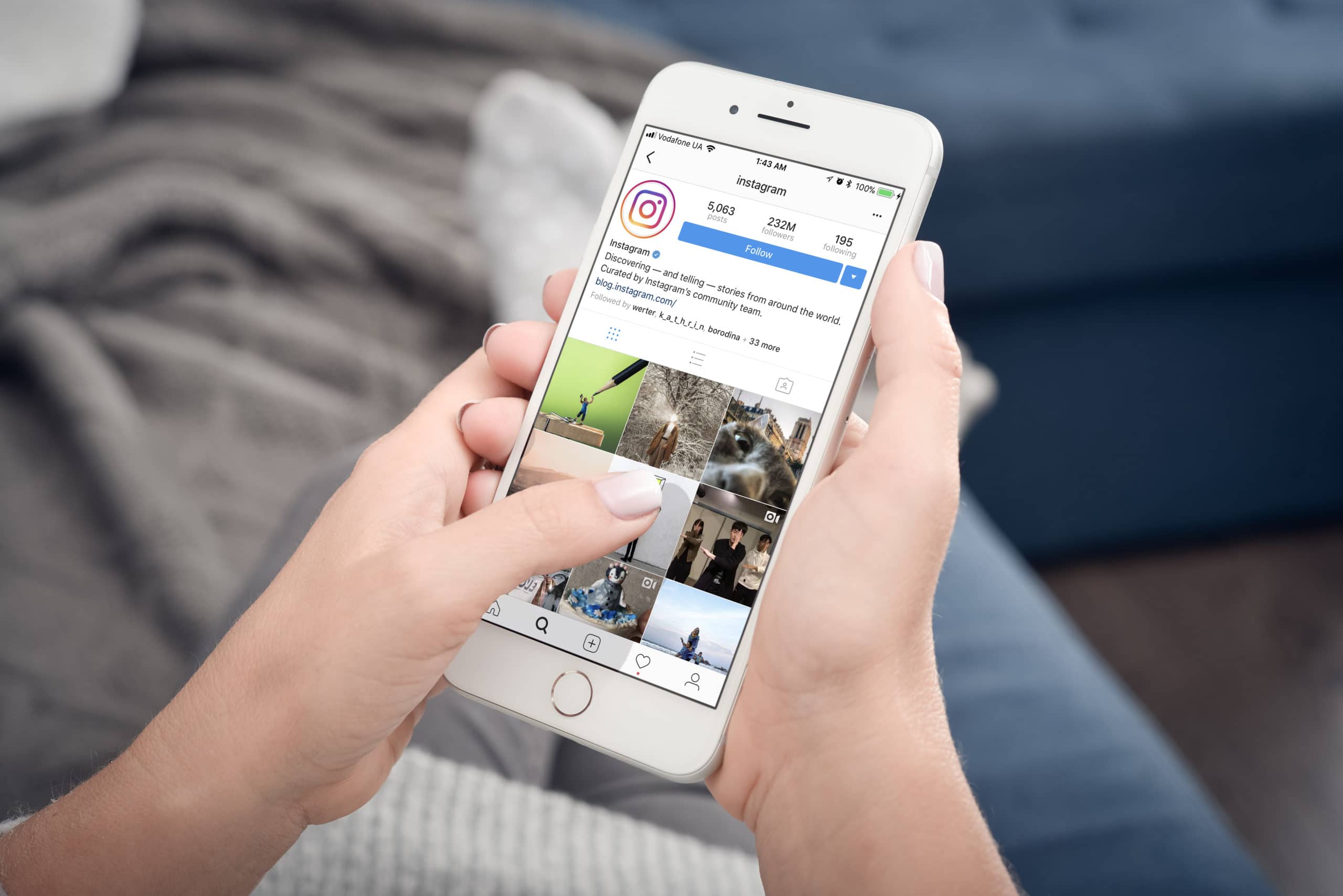 Apple iPhone 8 plus with Instagram profile