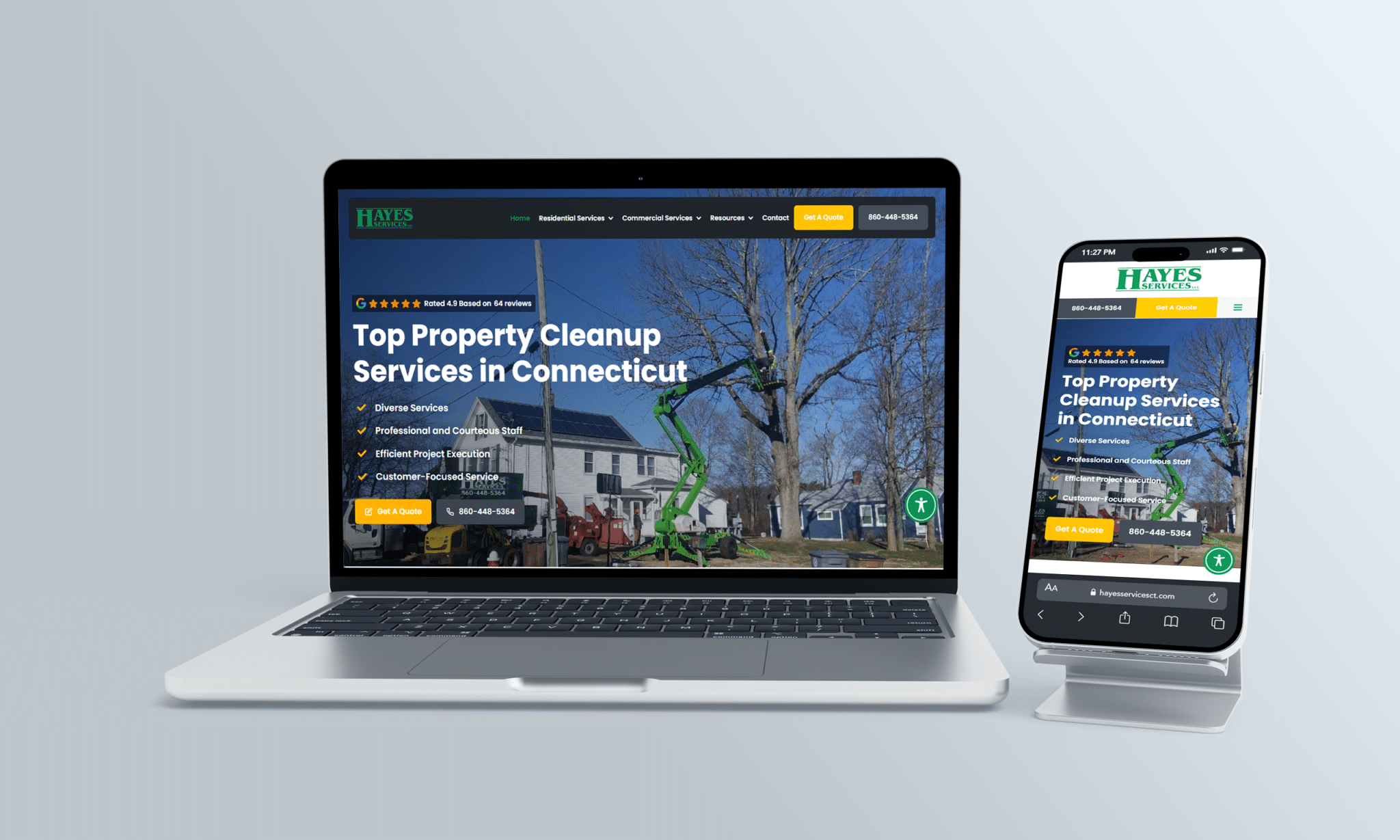 stratedia seo services for hayes services in east lyme connecticut focusing on local seo website design and digital marketing for excavation landscaping and property maintenance services