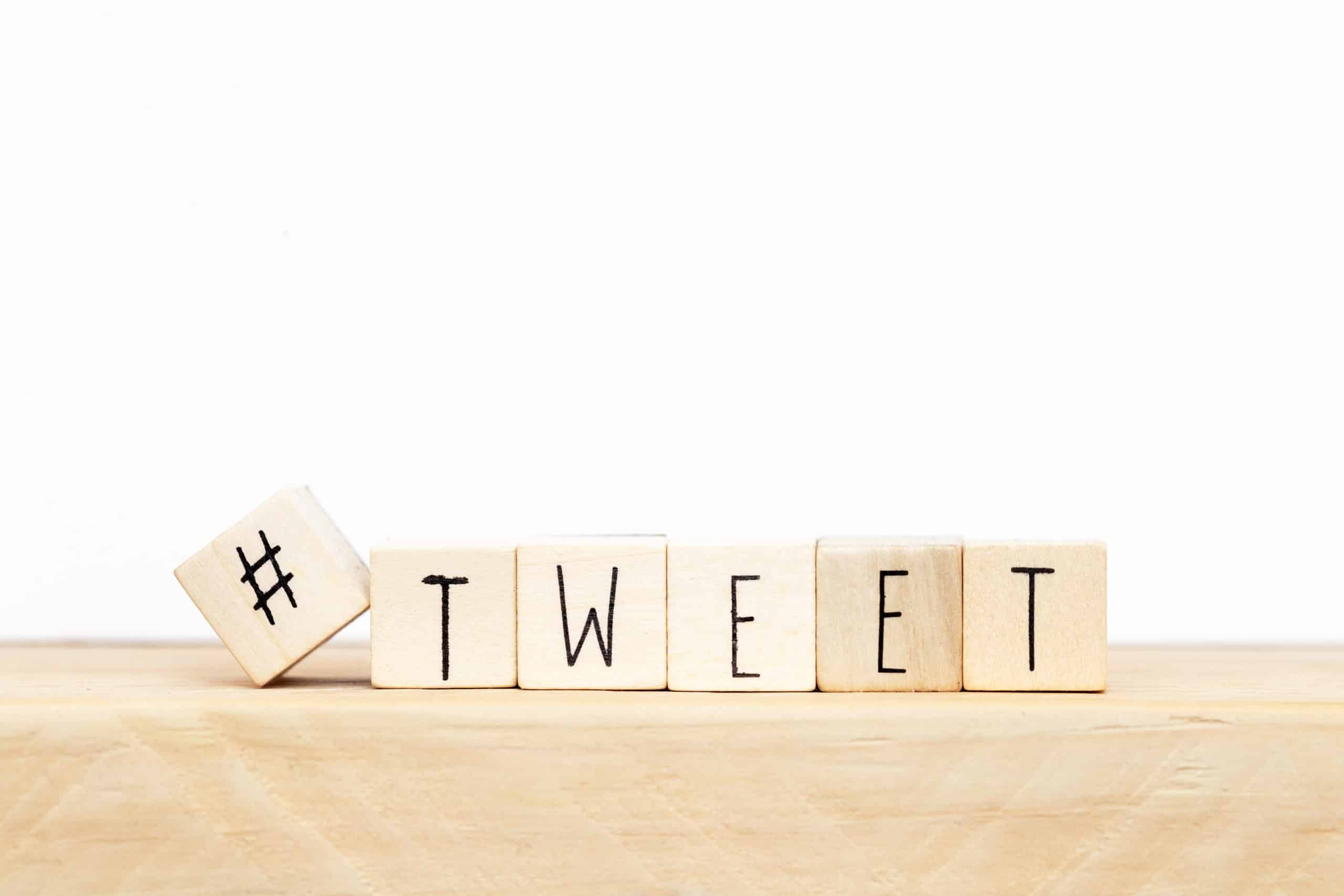Wooden cubes with a hashtag