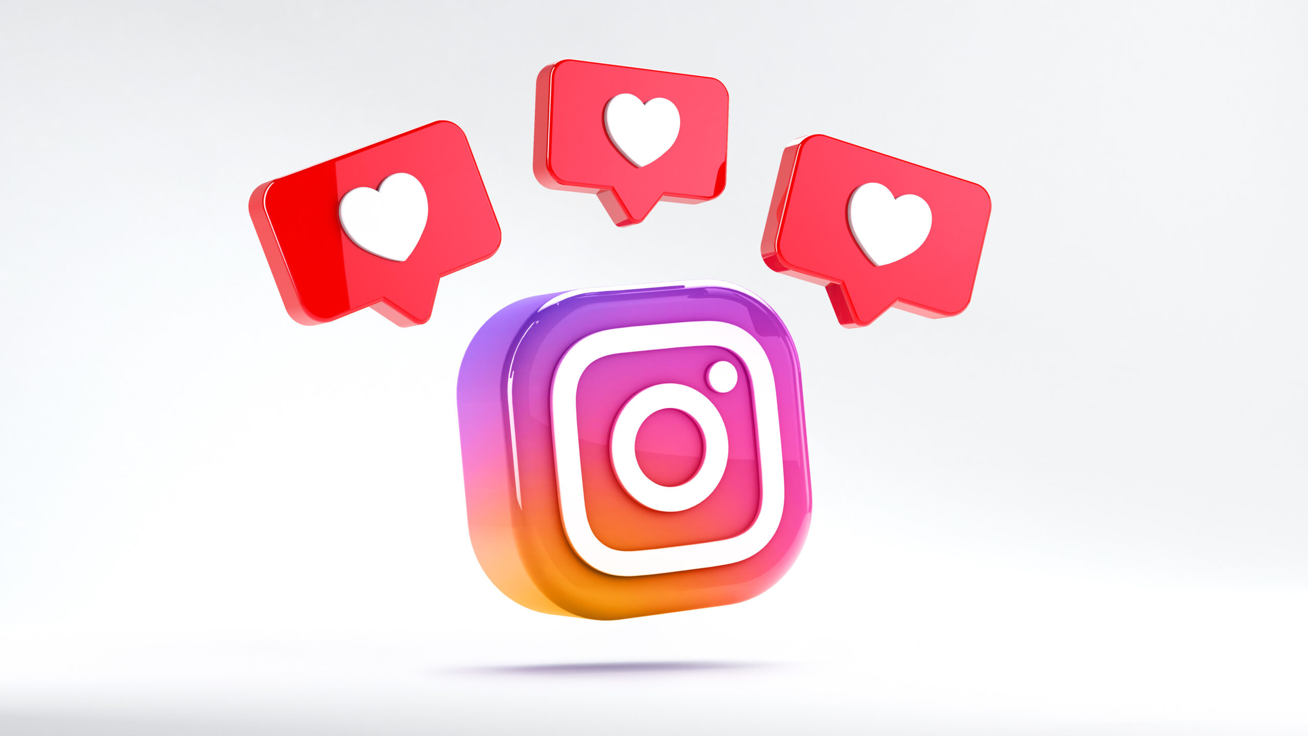 Isolated Instagram logo camera icon with like notifications
