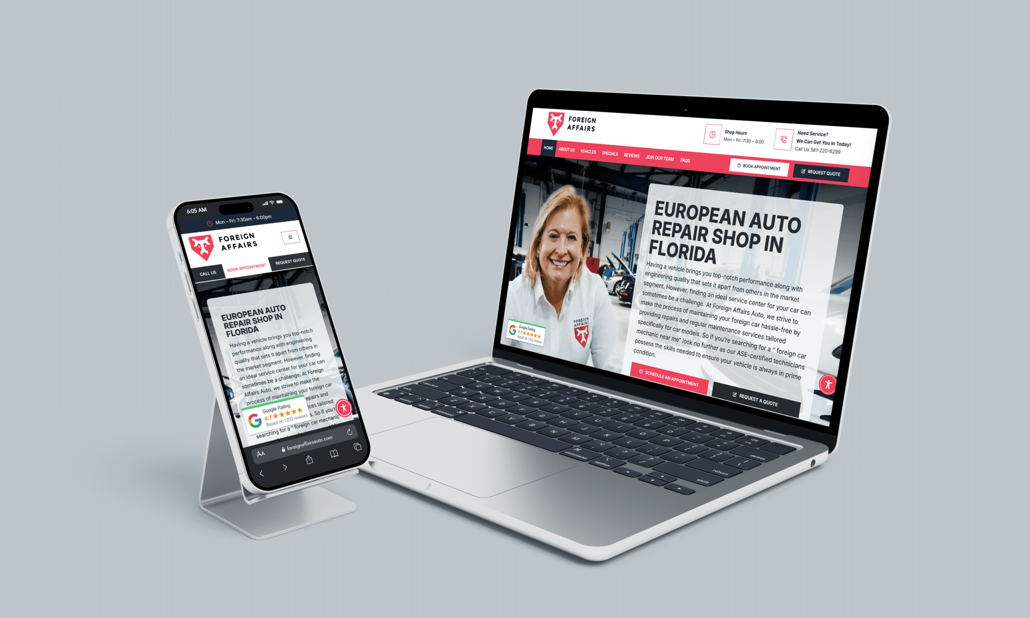 stratedia seo services for foreign affairs auto in west palm beach florida focusing on local seo website design and digital marketing strategies for auto repair businesses