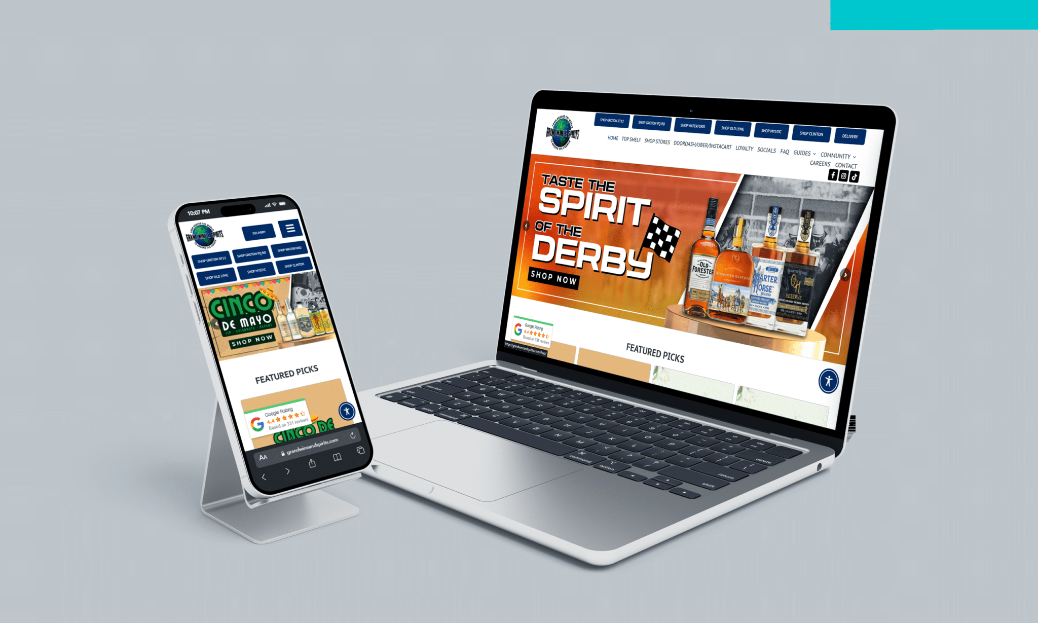 stratedia seo services for Grand Wine & Spirits focusing on local seo website design and digital marketing strategies for liquor stores