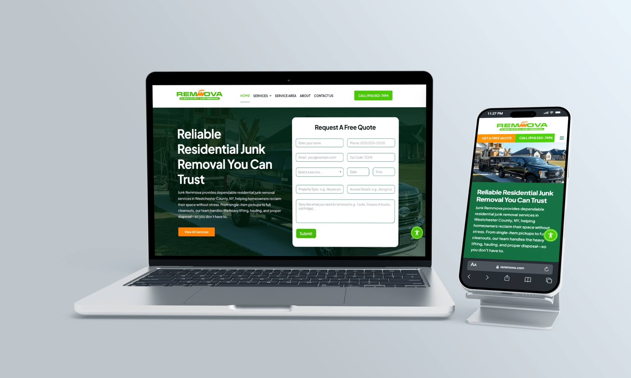 stratedia seo services for remmova junk removal in briarcliff manor new york focusing on local seo website design and digital marketing for junk removal and waste disposal services