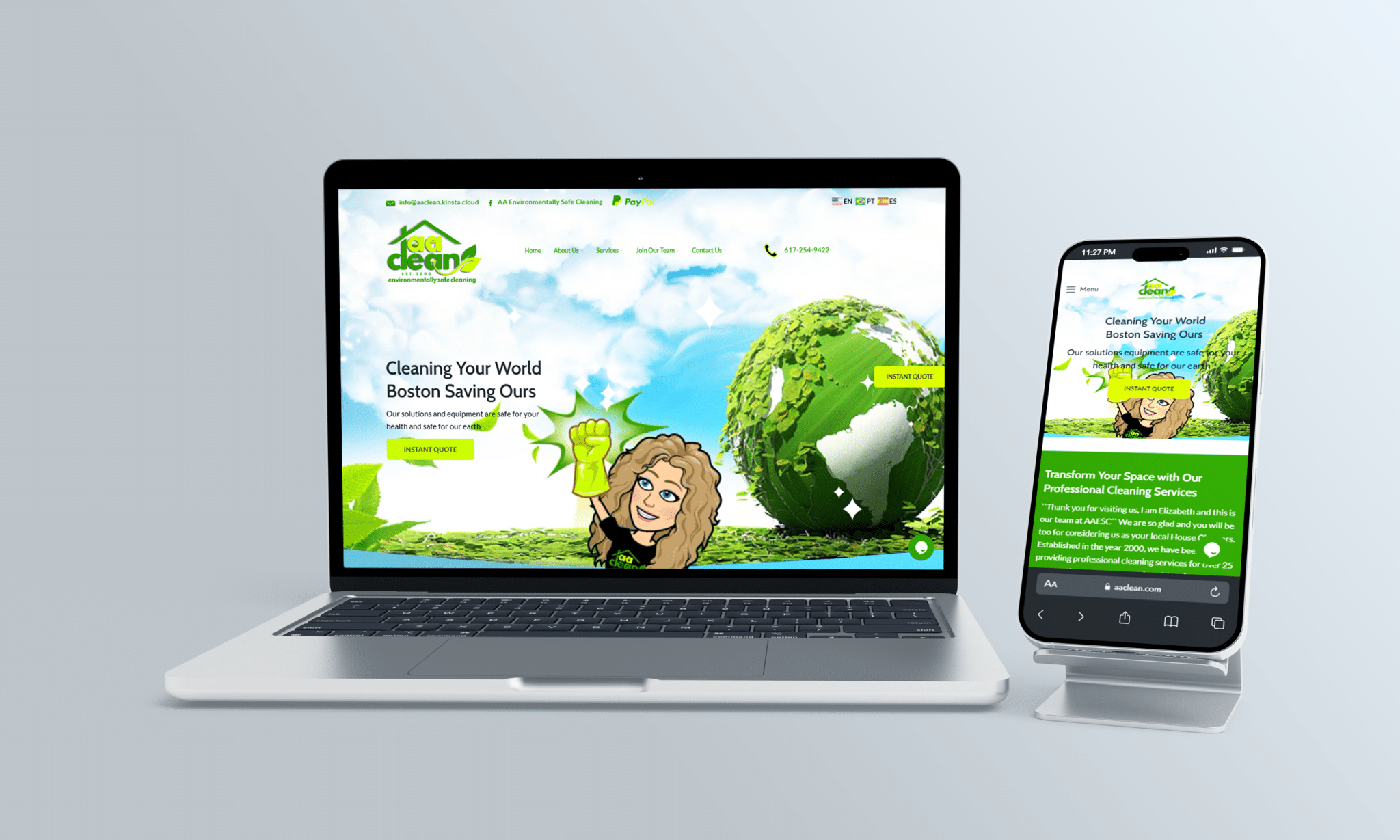 Stratedia website design for AA Clean cleaning services company