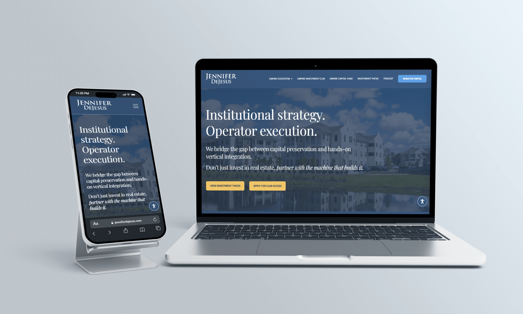 Real estate investment and asset management website design for Jennifer DeJesus