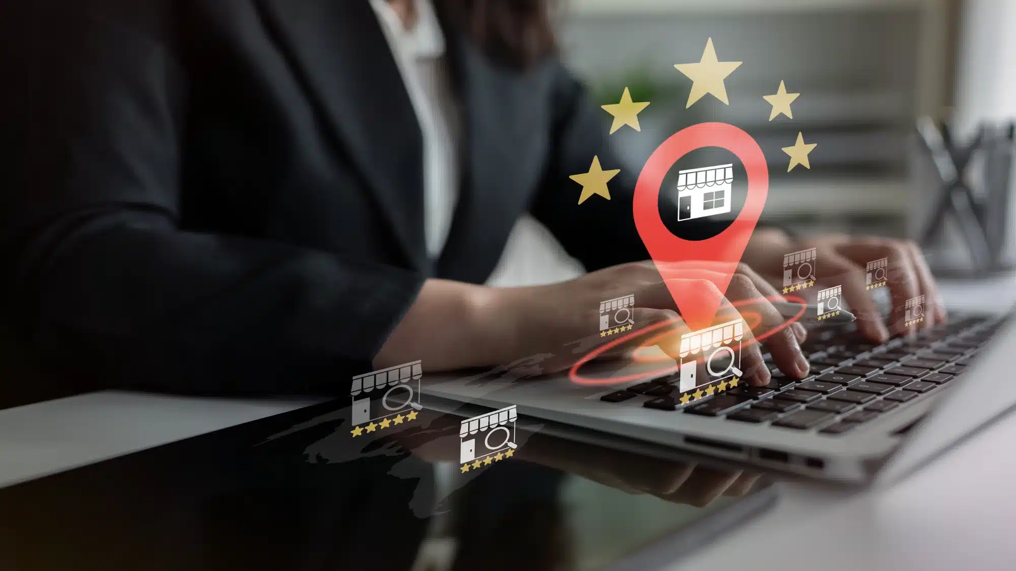 A local business owner observes online customer growth on a digital marketing dashboard.