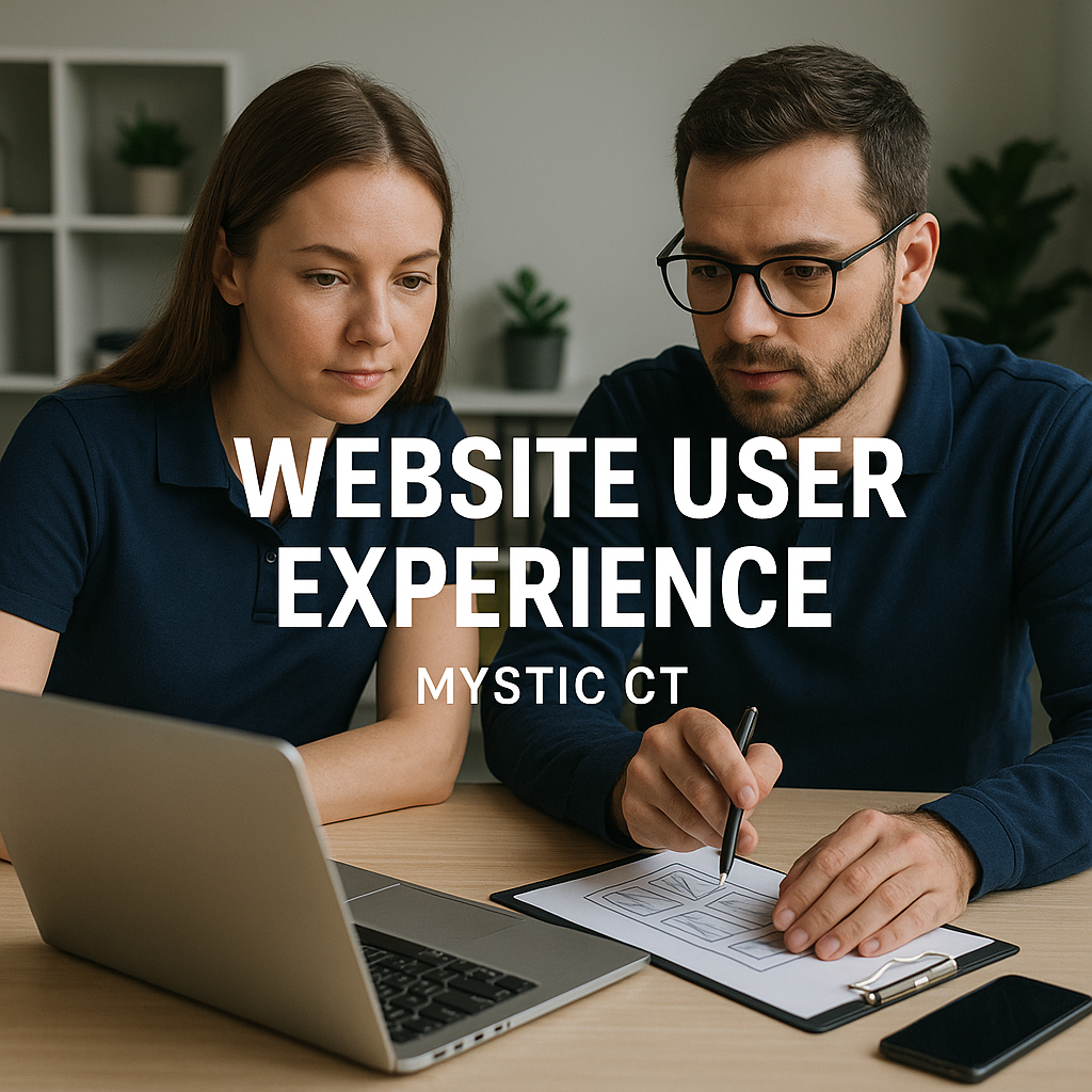 A well-designed sleek website showcasing user experience improvements in Mystic, CT