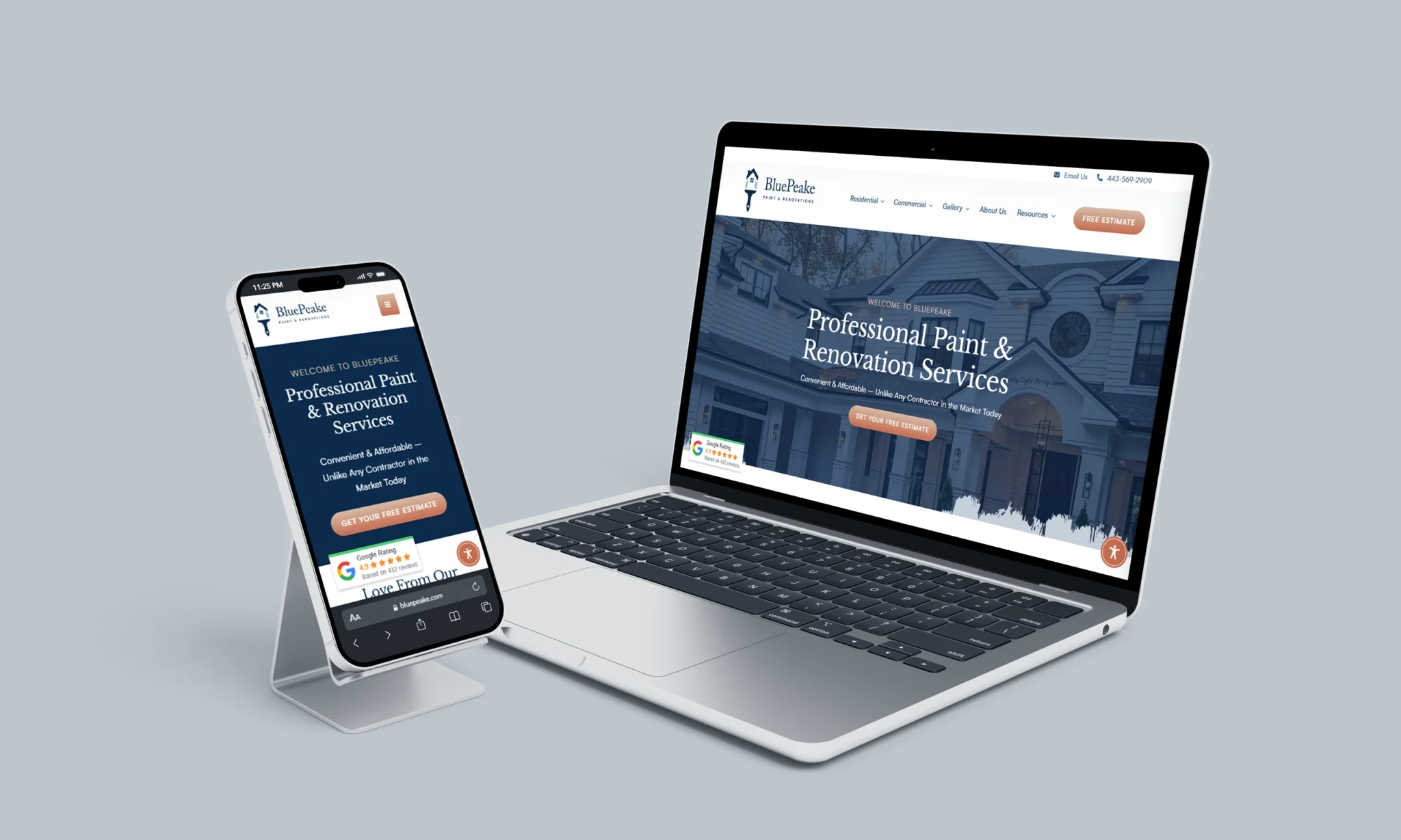 BluePeake painting and renovation contractor website designed by Stratedia