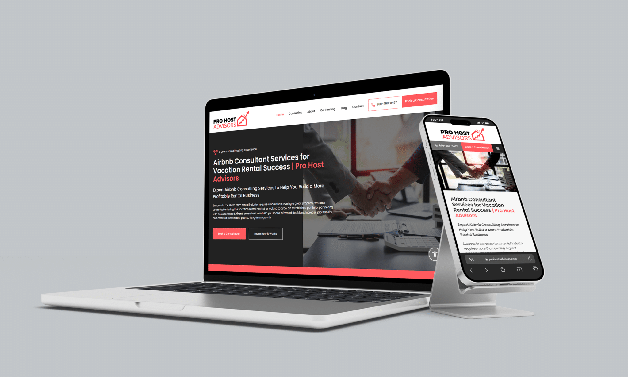 Pro Host Advisors Airbnb consulting website designed by Stratedia