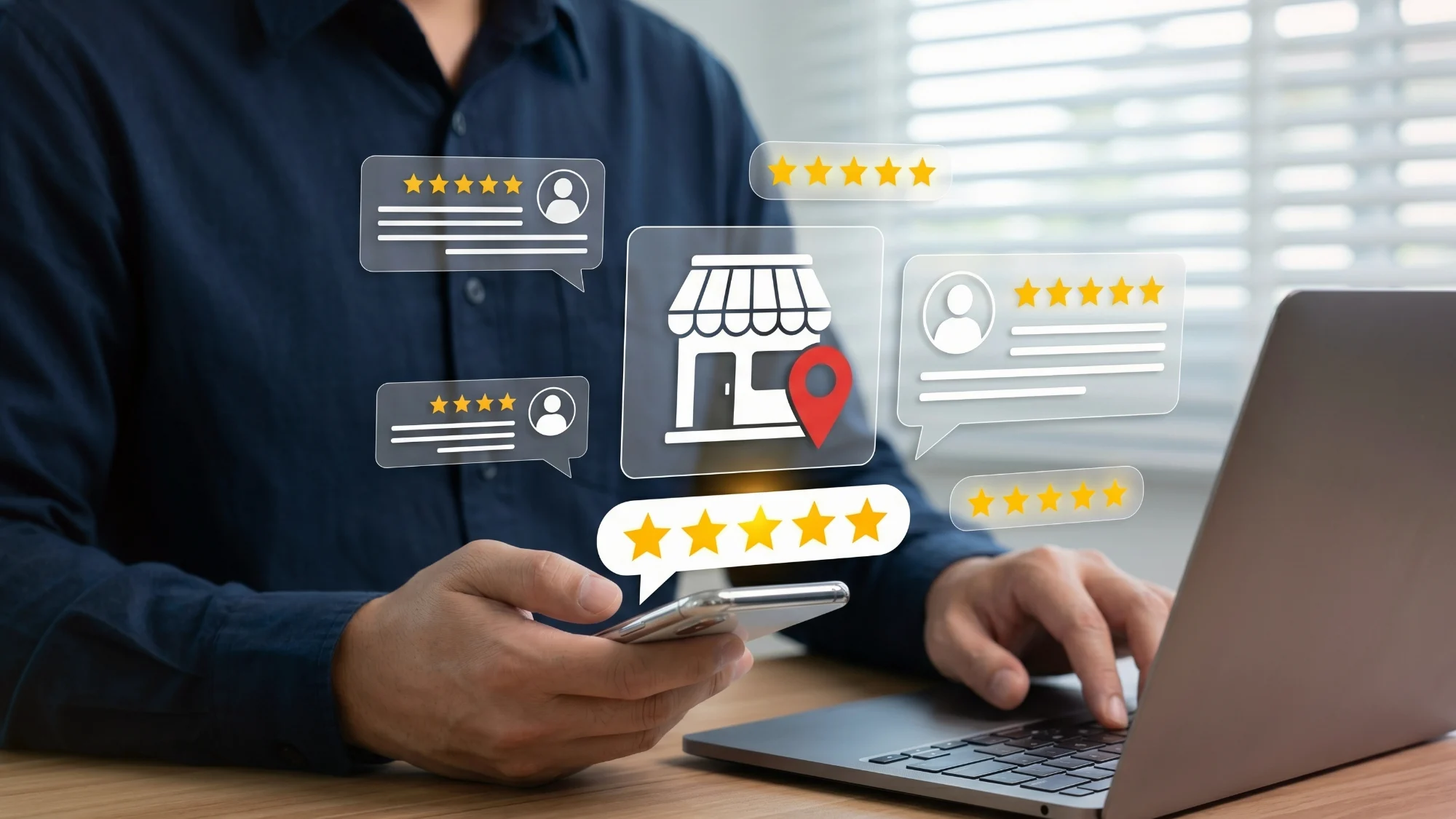 Digital review ratings helping a business evaluate SEO service companies