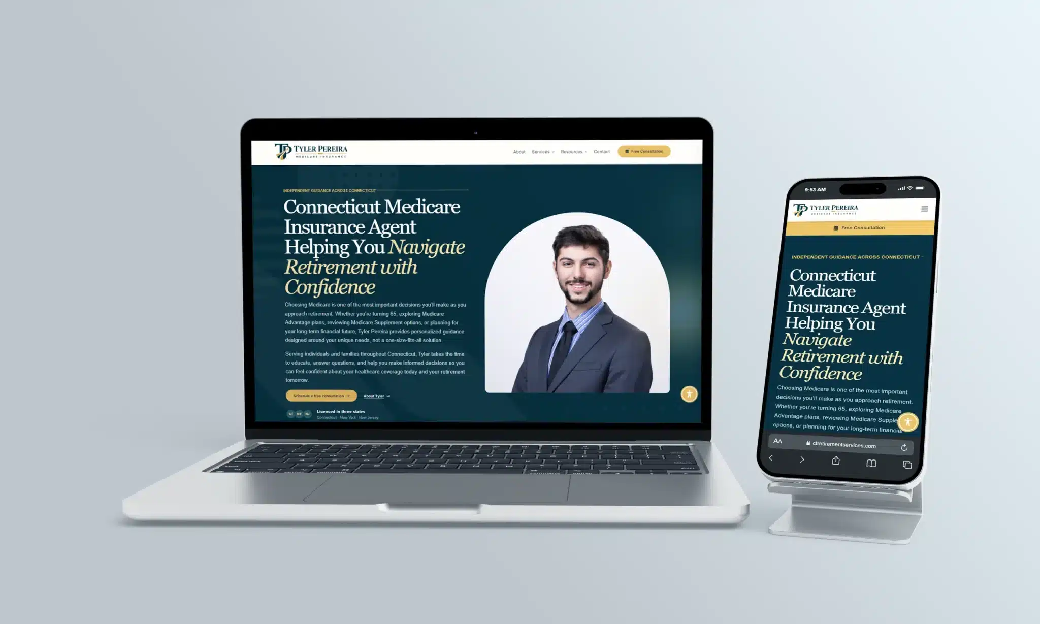 Tyler Pereira - CT Retirement Services financial and retirement planning website designed by Stratedia